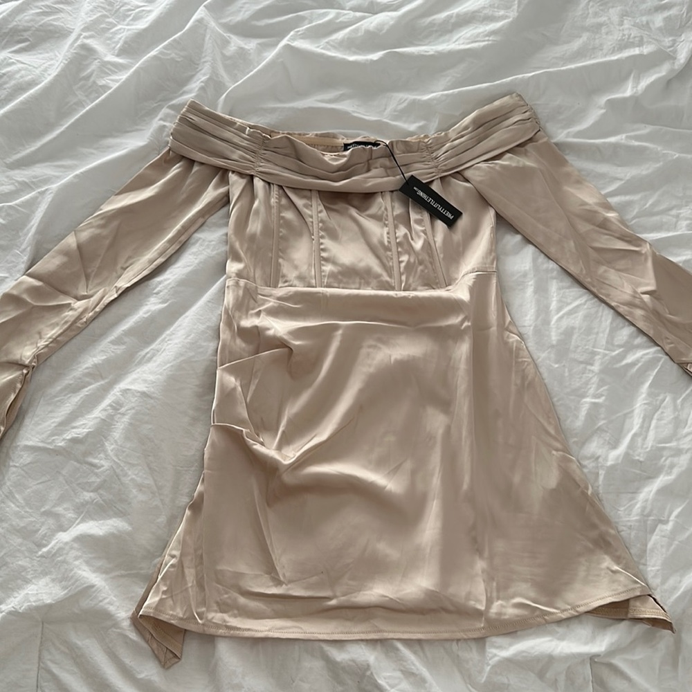 prettyittlething champagne dress